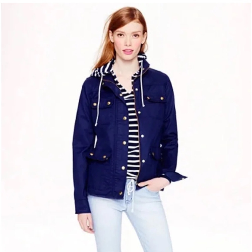 J. Crew Dark Blue Hooded Utility Jacket
